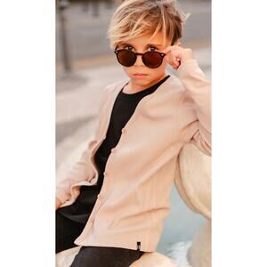 Beau Hudson Signature Cardigan Kids Unisex Size 5 Latte Tan Long Sleeve Ribbed